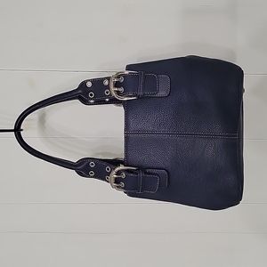 Blue Tignanello Bag with Handles and Silver Hardware